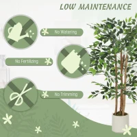 HOMCOM 4FT Artificial Banyan Tree Set of 2, Fake Potted Tree with Solid Wood Trunk and Pot for Indoor(m-5)
