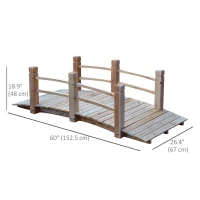 Outsunny 5FT Wood Garden Bridge Outdoor Decorative Landscape Side Rails Backyard Moon Bridge Park Decor Natural Wood(m-3)