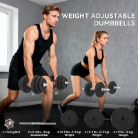 Soozier Adjustable 2 x 44lbs Weight Dumbbell Set for Weight Fitness Training Exercise Fitness Home Gym Equipment, Black (Pair)(m-4)