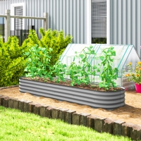 Outsunny 7.9 x 2 x 1ft Galvanized Raised Garden Bed Kit, Metal Planter Box with Safety Edging, Silver