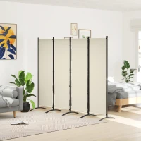 Outsunny Folding Room Divider, Privacy Screen for Home Office Bedroom, 5.6FT Tall, Cream White(m-1)