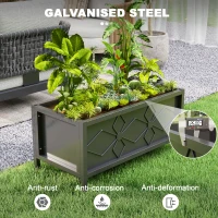 Outsunny Galvanized Raised Garden Bed with Drainage Holes, Metal Raised Flower Bed, Outdoor Galvanized Planter Box for Herbs(m-6)