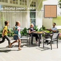 Outsunny Patio Dining Table for 4, Square Aluminum Outdoor Table for Garden Lawn Backyard, Natural(m-9)