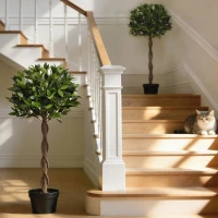 Outsunny 4FT Artificial Laurel Tree Set of 2, Lifelike Fake Plant with 564 Leaves, Potted Fake Plant for Home Office Decor, Green(m-8)