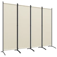 Outsunny Folding Room Divider, Privacy Screen for Home Office Bedroom, 5.6FT Tall, Cream White(m-11)