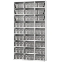 HOMCOM Media Storage Cabinet, 9-Tier DVD Shelf with 21 Adjustable Shelves, Holds 835 CDs, 500 DVDs or 640 Blu-rays, White(m-2)