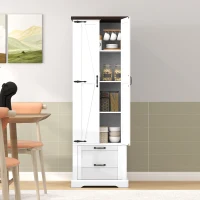 HOMCOM 71" Tall Kitchen Pantry Cabinet, Farmhouse Kitchen Storage Cabinet with Soft-Close Drawer and Adjustable Shelves, White(m-1)