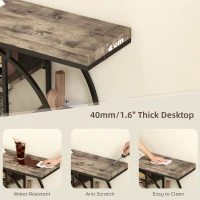 HOMCOM 39.4" Console Table with Storage Shelves, Industrial Sofa Table for Living Room, Hallway, Rustic Brown(m-5)