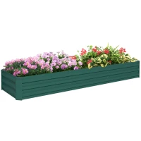 Outsunny 8'x2'x1' Galvanized Raised Bed, Large Elevated Planter Box for Growing Flowers, Herbs and Vegetables, Green(m-11)
