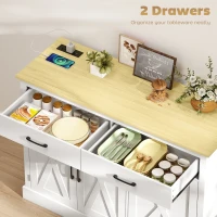 HOMCOM 7 Gallon Tilt Out Garbage Cabinet, Kitchen Island with Charging Station, 2 Drawers, 4 Door Racks, White(m-6)