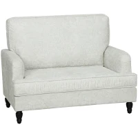 HOMCOM Modern Accent Chair, Leathaire Armchair with Turned Legs and Wide Seat, Comfy Chair for Living Room, Cream White(m-11)