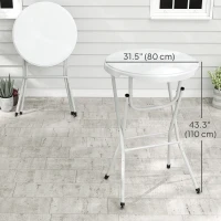 Outsunny 31.5" Bar Height Patio Table, Outdoor Bar Folding Table with HDPE Top, Locking Steel Legs for Party, Camping, White(m-3)