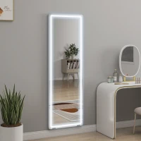 HOMCOM LED Full Length Mirror, Standing Body Mirror with 3 Colour Lighting for Bedroom Living Room(m-8)