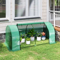 Outsunny Mini Greenhouse Portable Hot House for Plants with Zippered Doors for Outdoor, Indoor, 79" x 39" x 32", Green(m-9)