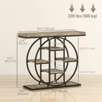 HOMCOM 39.4" Console Table with Storage Shelves, Industrial Sofa Table for Living Room, Hallway, Rustic Brown(m-3)