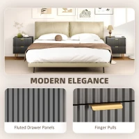 HOMCOM Bedside Table Set of 2, Modern Nightstand with 2 Drawers, Side End Table with Metal Legs for Living Room, Bedroom, Black(m-4)