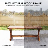 Outsunny Rustic Outdoor Wooden Bench, Backless Garden Bench Patio Loveseat with X-Shape Base for Porch, Park, Carbonized(m-4)