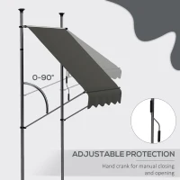 Outsunny 5' x 4' Manual Retractable Awning, Non-Screw Patio Awning, UV Resistant, for Window or Door, Dark Gray(m-5)