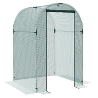 Outsunny Galvanized Steel Crop Cage, Plant Protection Tent with Zippered Door, 4' x 4', Green(m-11)