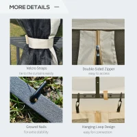 Outsunny 12' x 10' Outdoor Patio Gazebo Canopy with Double Tier Roof, Removable Mesh Sidewalls, Triangular Display Shelves, Beige(m-5)