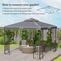 Outsunny Gazebo Replacement Canopy for Model 01 -0153, 2-Tier Top Cover for 9.8' x 9.8' Gazebo, Charcoal (TOP ONLY)(m-3)