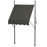 Outsunny 5' x 4' Manual Retractable Awning, Non-Screw Patio Awning, UV Resistant, for Window or Door, Dark Gray(m-1)