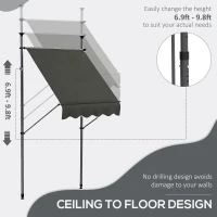 Outsunny 5' x 4' Manual Retractable Awning, Non-Screw Patio Awning, UV Resistant, for Window or Door, Dark Gray(m-4)