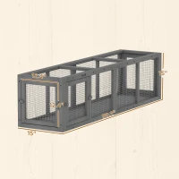 PawHut Outdoor Cat Tunnel, 59" Wooden Play Cat Enclosure, Extendable Pet Run with 3 Doors for Kitty, Puppy, Gray(m-3)