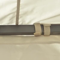 Outsunny 12' x 10' Outdoor Patio Gazebo Canopy with Double Tier Roof, Removable Mesh Sidewalls, Triangular Display Shelves, Beige(m-9)