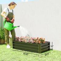 Outsunny Galvanized Raised Garden Bed, 4' x 2' x 1' Metal Planter Box, for Growing Vegetables, Flowers, Herbs, Succulents, Gray(m-3)