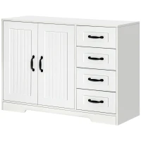 HOMCOM Modern Sideboard Buffet Cabinet with Drawers and Beadboard Door Cupboard Kitchen Storage Cabinet White(m-11)