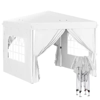 Outsunny 10' x 10' Pop-Up Canopy Tent with Sidewalls, Height-Adjustable, Carry Bag Included, for Outdoor, Garden, Patio, White(m-11)