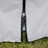 Outsunny 13' x 10' Outdoor Patio Gazebo Canopy with 2-Tier Polyester Roof  Vented Mesh Sidewall & Strong Aluminum Frame Grey(m-9)