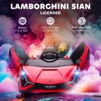 Aosom 12V Lamborghini SIAN Licensed Electric Car for kids with Remote Control, Horn, Music, & Headlights, Red(m-4)