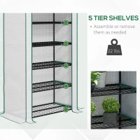 Outsunny 5 Tier Mini Greenhouse, Small Portable Greenhouse with PE Cover, Roll-Up Zippered Door, 76" x 35.4" x 19.3", White(m-5)