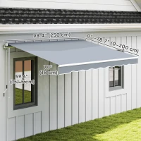Outsunny 8' x 7' Retractable Awning, Patio Awnings, Sunshade Shelter with 280 g/m² UV & Water-Resistant Fabric and Aluminum Frame for Deck, Balcony, Yard, Grey(m-3)