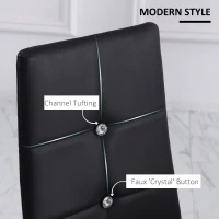 HOMCOM Set of 4 Modern Style Dining Chairs, Button Tufted High Back Side Chairs with Upholstered Seat, Steel Legs for Living Room, Kitchen, Study, Bedroom, Black(m-4)