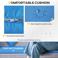 Outsunny 5 Pieces Wicker Patio Conversation Dining Furniture Set with Cushions, Table and Ottomans, Bright Blue(m-5)