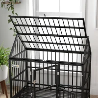 PawHut 49" Heavy Duty Dog Crate with Removable Tray, Doors, Openable Roof, for Large and Extra Large Dogs, Black(m-10)