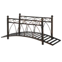 Outsunny 3.3' Metal Arch Zen Garden Bridge with Safety Siderails, Decorative Footbridge, Delicate Scrollwork & Corner Spheres for Stream, Fish Pond, Bronze(m-1)