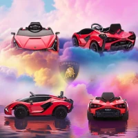 Aosom 12V Lamborghini SIAN Licensed Electric Car for kids with Remote Control, Horn, Music, & Headlights, Red(m-9)