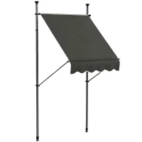 Outsunny 5' x 4' Manual Retractable Awning, Non-Screw Patio Awning, UV Resistant, for Window or Door, Dark Gray(m-11)