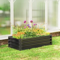 Outsunny Galvanized Raised Garden Bed, 4' x 2' x 1' Metal Planter Box, for Growing Vegetables, Flowers, Herbs, Succulents, Gray(m-10)