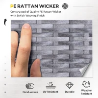 Outsunny 5 Pieces Wicker Patio Conversation Dining Furniture Set with Cushions, Table and Ottomans, Bright Blue(m-4)