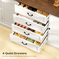 HOMCOM Farmhouse Sideboard with Charging Station, 58" Buffet Cabinet, Kitchen Storage Cabinet with 4 Drawers, 2 Doors, White(m-6)
