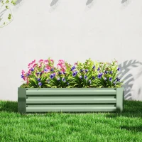 Outsunny Galvanized Raised Garden Bed, 4' x 3' x 1' Outdoor Metal Planter Box, Raised Bed for Growing Flowers Herbs, Dark Green(m-10)