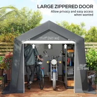 Outsunny 10' x 10' Outdoor Storage Shed Portable Garage with Roll-up Door for Motorcycle, Bike, Garden Tools, Dark Grey(m-6)