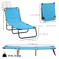 Outsunny Outdoor Folding Lounge Chair, Steel Tanning Chair with Reclining Back, Breathable Mesh for Beach, Yard, Patio, Sky Blue(m-3)