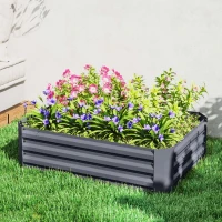 Outsunny Galvanized Raised Garden Bed, 4' x 3' x 1' Outdoor Metal Planter Box, Raised Bed for Growing Flowers Herbs, Dark Grey(m-8)