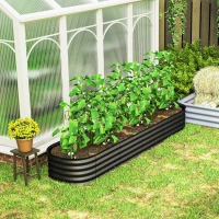 Outsunny 7.9 x 2 x 1ft Galvanized Raised Garden Bed Kit, Metal Planter Box with Safety Edging, Black(m-10)